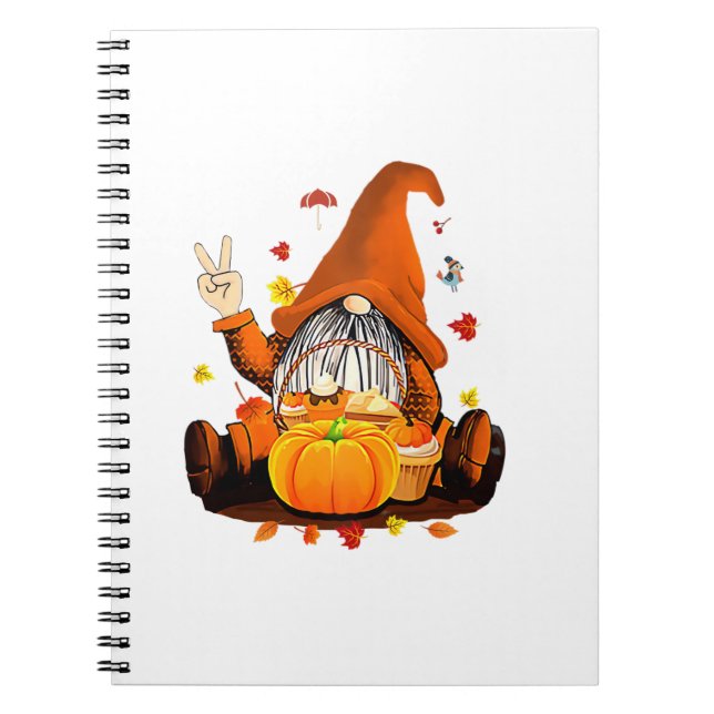 Gnomes Fall Autumn Cute Halloween Thanksgiving Lon Notebook (Front)