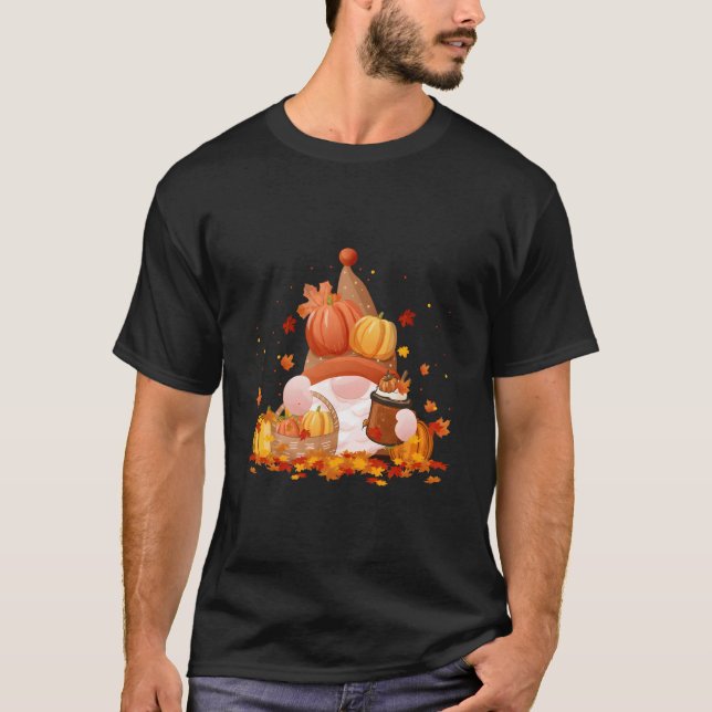 Gnomes Fall Autumn Gnome Pumpkin Spice Thanksgivin T-Shirt (Front)