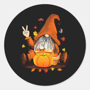 Gnomes Fall Autumn Halloween Thanksgiving Classic Round Sticker