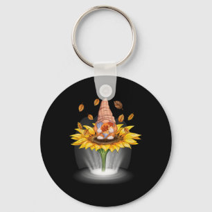 Gnomes Fall Leaf tree Autumn Beam Sunflower Thanks Key Ring