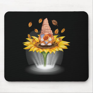 Gnomes Fall Leaf Tree Autumn Beam Sunflower Thanks Mouse Mat