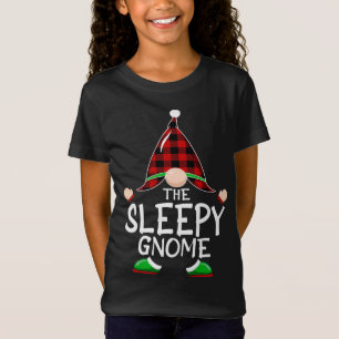 Gnomes Family Christmas Red plaid Pajama SLEEPY Gn T-Shirt