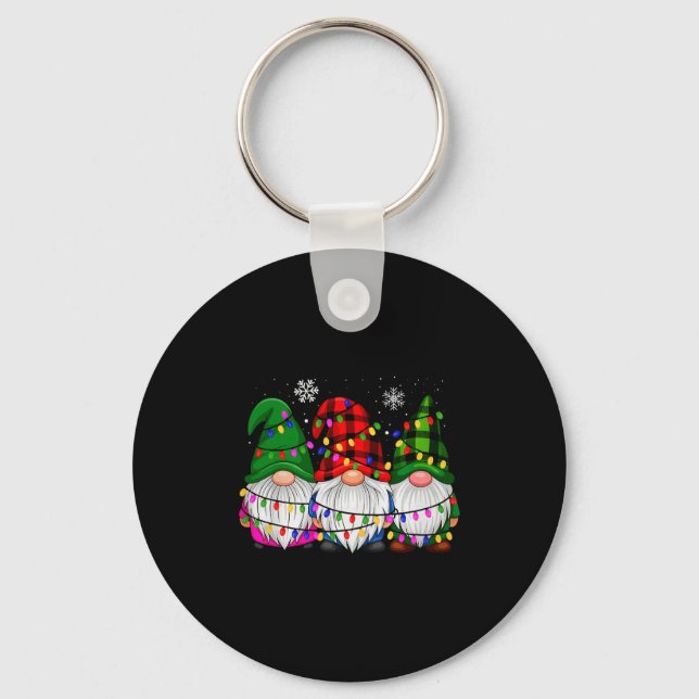 Gnomes Family Matching Pjs Men Women Funny Xmas Ho Key Ring (Front)