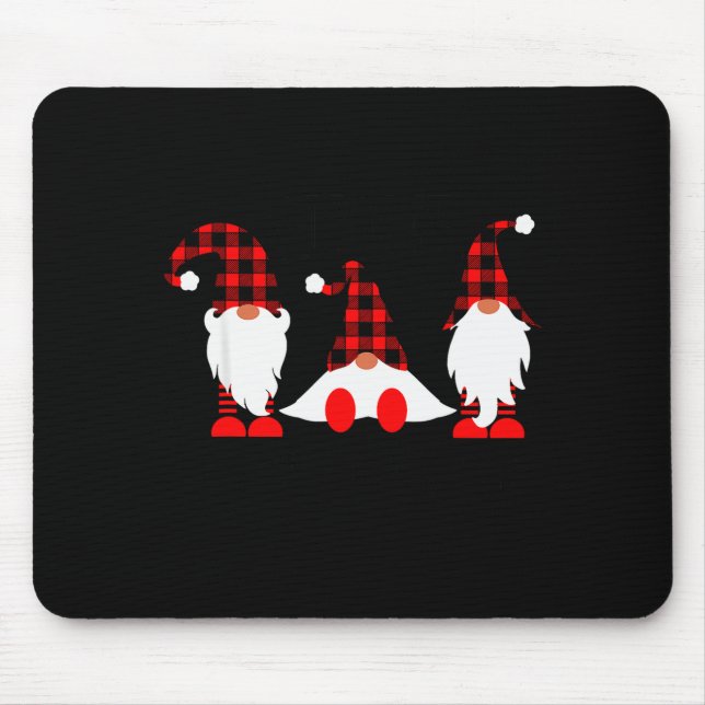 Gnomes For The Holidays Buffalo Plaid Gnome Christ Mouse Mat (Front)