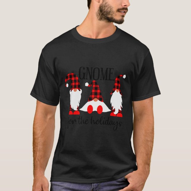 Gnomes For The Holidays Buffalo Plaid Gnome Christ T-Shirt (Front)