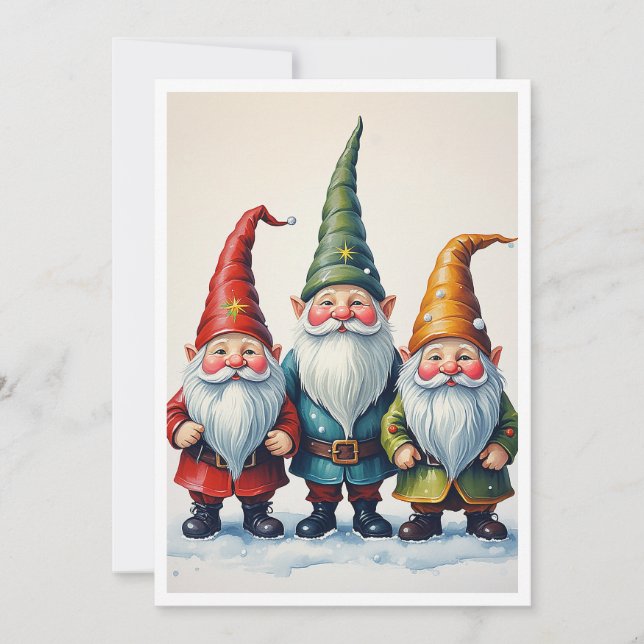 Gnomes Funny Trendy Whimsical Fantasy Holiday Card (Front)
