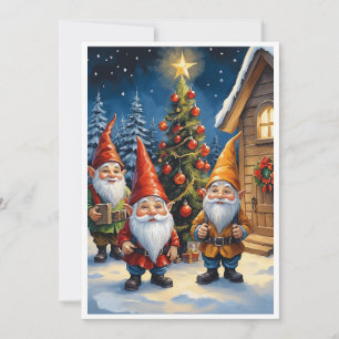 Gnomes Funny Trendy Whimsical Fantasy No Photo Holiday Card