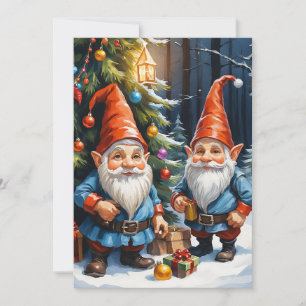 Gnomes Funny Trendy Whimsical Fantasy No Photo Holiday Card