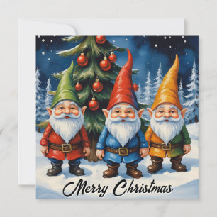 Gnomes Funny Trendy Whimsical Fantasy Non Photo Holiday Card