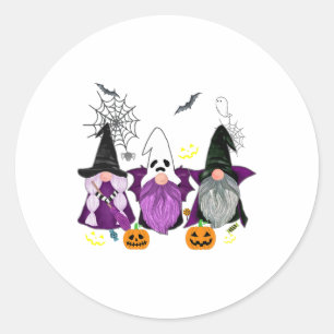 Gnomes Ghost Scary Gnome Autumn Pumpkin Halloween  Classic Round Sticker