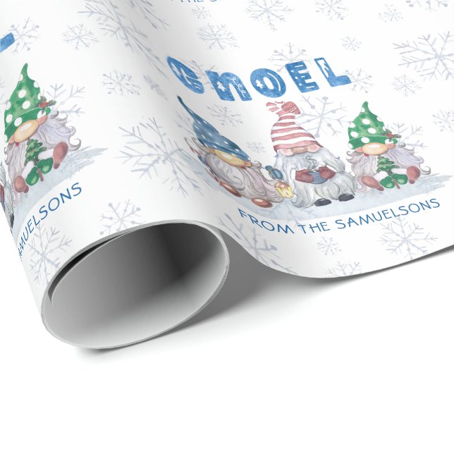 Gnomes GNOEL Christmas Winter Personalised Wrapping Paper (Roll Corner)