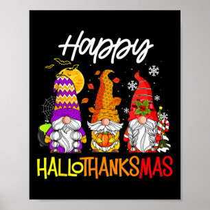 Gnomes Hallothanksmas Halloween Thanksgiving Chris Poster