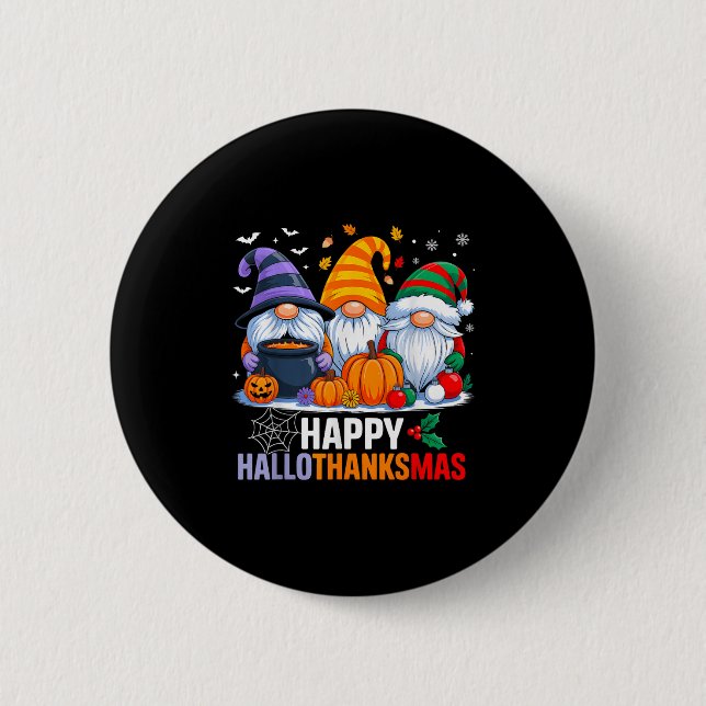 Gnomes Halloween Thanksgiving Christmas Happy Hall 6 Cm Round Badge (Front)