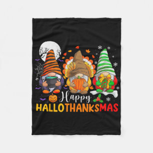 Gnomes Halloween Thanksgiving Christmas Happy Hall Fleece Blanket