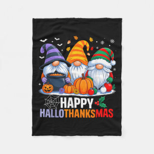 Gnomes Halloween Thanksgiving Christmas Happy Hall Fleece Blanket
