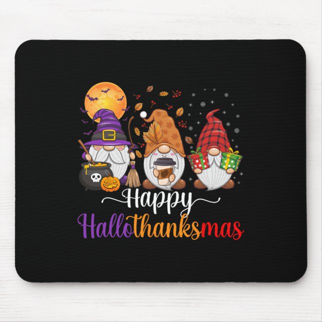 Gnomes Halloween Thanksgiving Christmas Happy Hall Mouse Mat (Front)