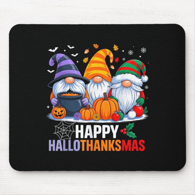 Gnomes Halloween Thanksgiving Christmas Happy Hall Mouse Mat (Front)