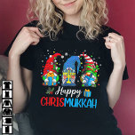 Gnomes Happy Chrismukkah Hanukkah Merry Christmas T-Shirt<br><div class="desc">Grab this funny Shalom Gnomes T-Shirt as a Hanukkah gift for your jewish friend or family member! Spin your dreidel wearing this Chanukah pyjamas Jew Christmas PJ's Hebrew shirt for men,  women,  kids,  girls,  boys and have a Happy Chrismukkah</div>