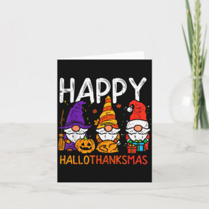 Gnomes Happy Hallothanksmas Halloween Thanksgiving Card