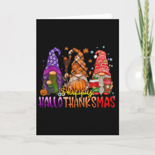 Gnomes Happy Hallothanksmas Halloween Thanksgiving Card