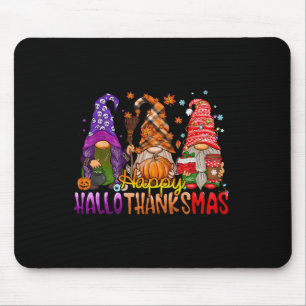 Gnomes Happy Hallothanksmas Halloween Thanksgiving Mouse Mat