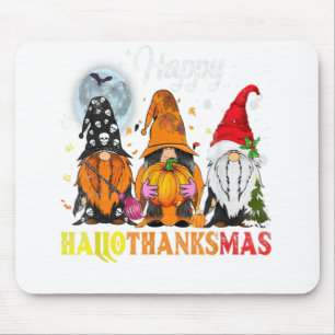 Gnomes Happy Hallothanksmas Halloween Thanksgiving Mouse Mat