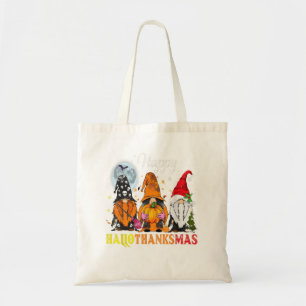 Gnomes Happy Hallothanksmas Halloween Thanksgiving Tote Bag