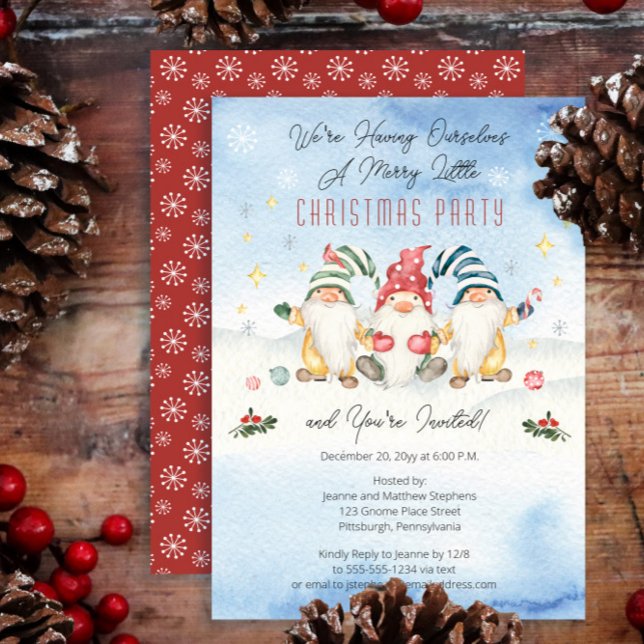 Gnomes Having A Merry Little Christmas Party Invitation (Creator Uploaded)