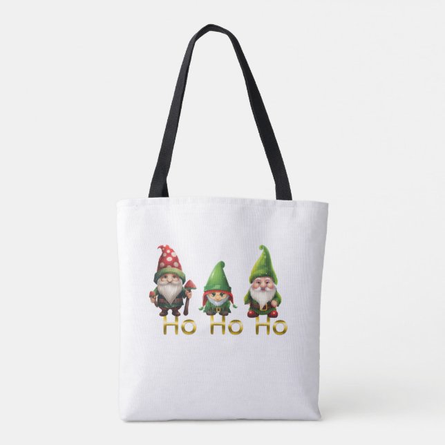 Gnomes Ho Ho Ho Christmas Tote Bag (Back)