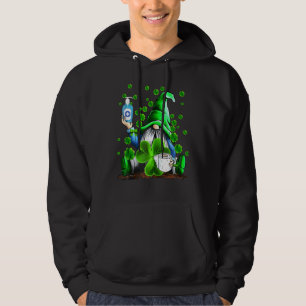 Gnomes Holding Mask And Toilet Shamrock Fun St Pat Hoodie