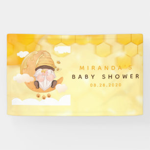 Gnomes Honeycomb Bees Baby Shower Banner