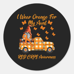Gnomes I Wear Orange For My Aunt Rsd Crps Awarenes Classic Round Sticker