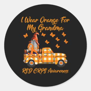 Gnomes I Wear Orange For My Grandma RSD CRPS Aware Classic Round Sticker