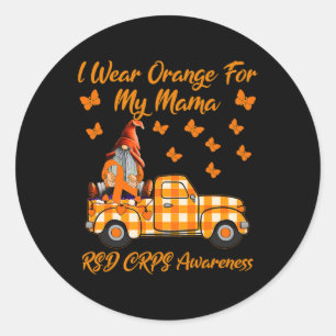 Gnomes I Wear Orange For My Mama Rsd Crps Awarenes Classic Round Sticker