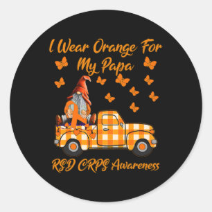Gnomes I Wear Orange For My Papa RSD CRPS Awarenes Classic Round Sticker