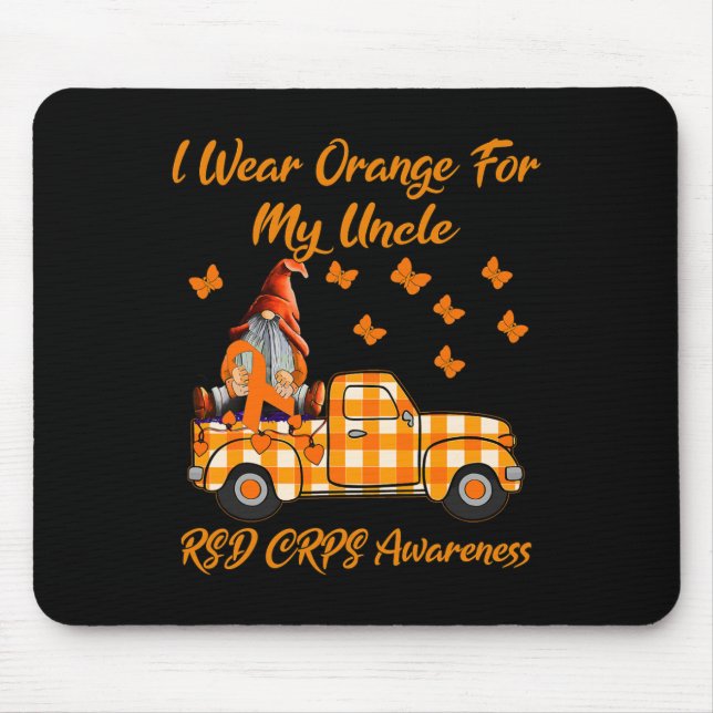 Gnomes I Wear Orange For My Uncle RSD CRPS Awarene Mouse Mat (Front)
