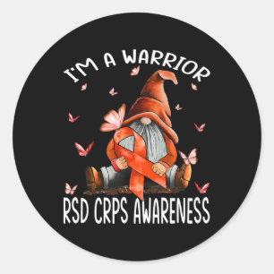 Gnomes I'm A Warrior Rsd Crps Awareness Butterfly Classic Round Sticker