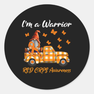 Gnomes I'm A Warrior Rsd Crps Awareness Classic Round Sticker