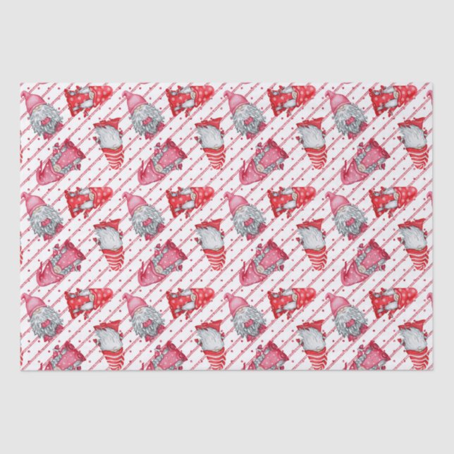 Gnomes In Christmas Red  Tissue Paper (Front)