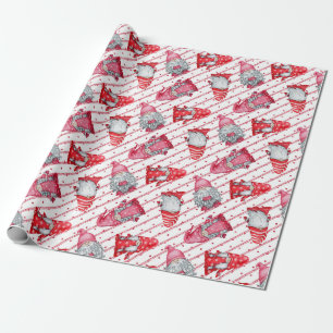 Gnomes In Christmas Red Wrapping Paper
