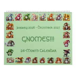 Gnomes in Hats 2026-2027 24-Month Calendar        