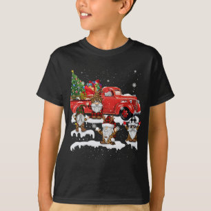 Gnomes In Leopard Printed Buffalo Plaid Christmas  T-Shirt
