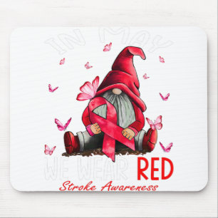 Gnomes In May We Wear Red Stroke Awareness Mouse Mat
