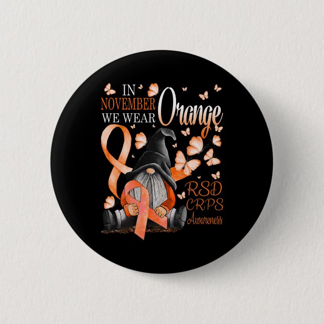 Gnomes In November We Wear Orange CRPS Awareness B 6 Cm Round Badge (Front)