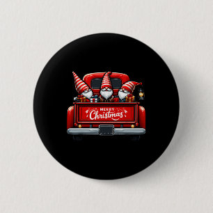 Gnomes In Red Truck Merry Christmas Pajama Family 6 Cm Round Badge