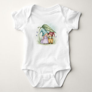  Gnomes in the Rain, Watercolor by Natasha Us   Baby Bodysuit