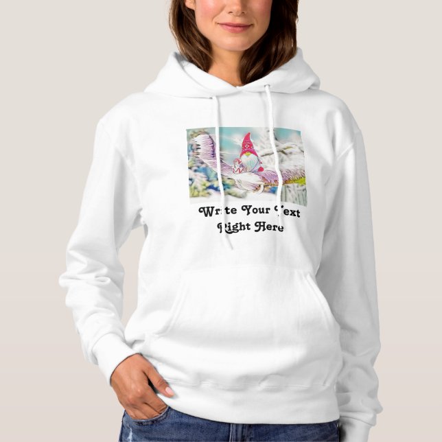 Gnomes in the snow watercolor painting  hoodie (Front)