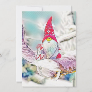 Gnomes in the snow watercolor painting invitation