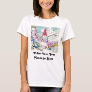 Gnomes in the snow watercolor painting  T-Shirt