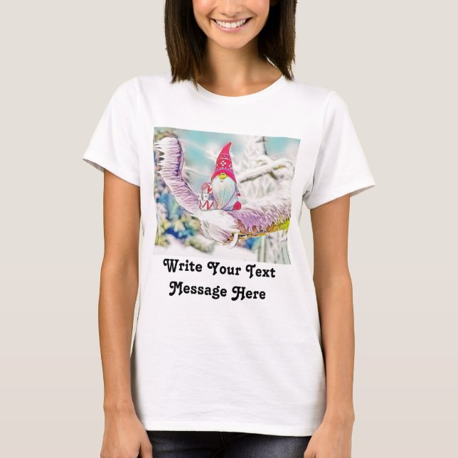 Gnomes in the snow watercolor painting  T-Shirt (Front)